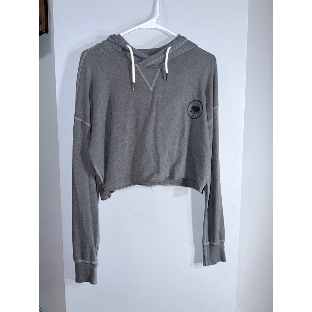 Normal Brand cropped gray hoodie womens size small large Normal printed on back